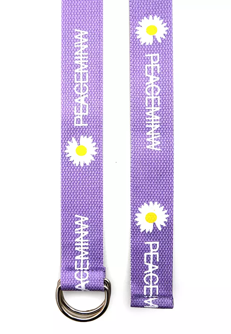 Hasina Aksesoris Fashion Ikat Pinggang Wanita Motif Bunga Casual Belt Material Canvas ORIGINAL - Purple