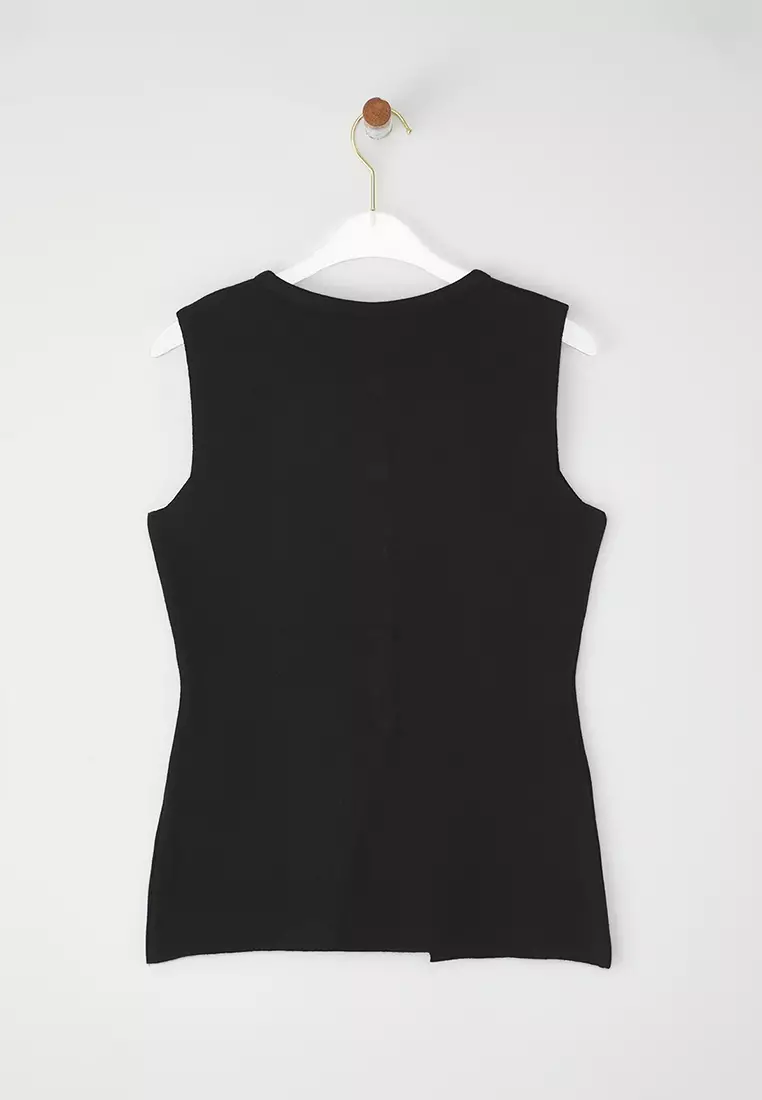 Black Button Detail Waistcoat  TWOSS25YE00043