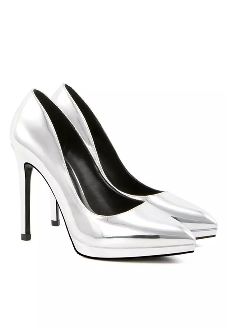 11CM Metallic Faux Leather Pointed High Heel Shoes HZL0070