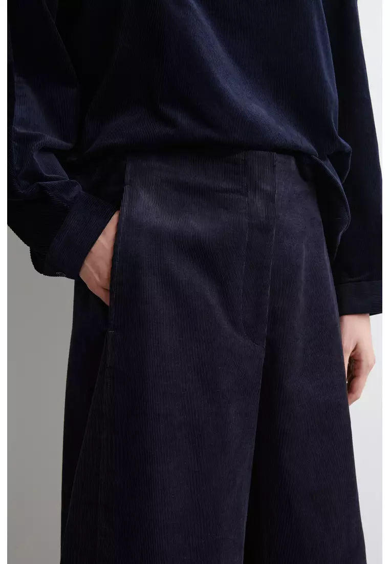 CORDUROY BARREL-LEG TROUSERS