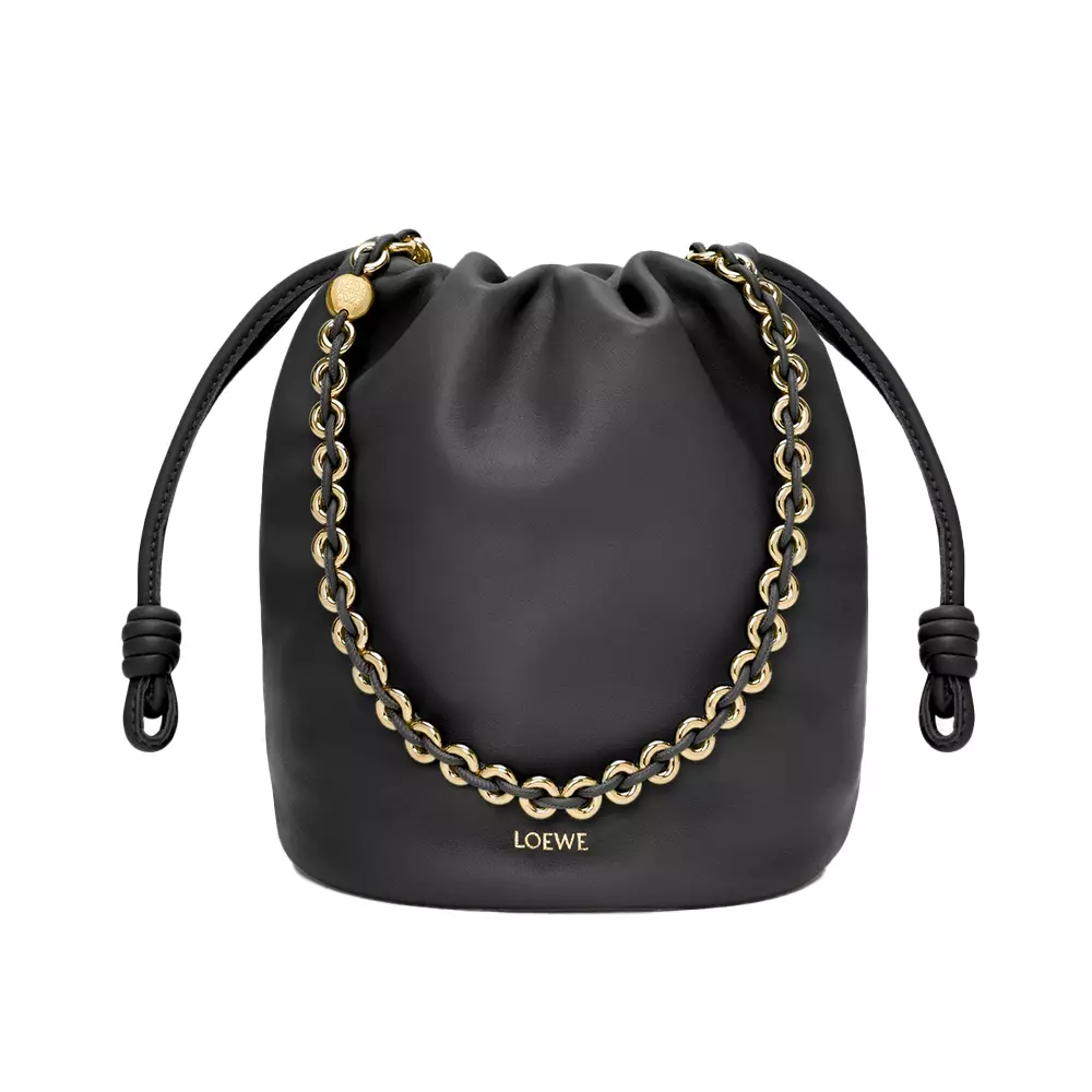 Flamenco Purse Bucket Bag in Mellow Nappa Lambskin Black