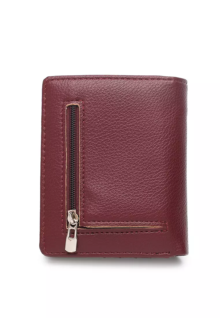 Red leather 2025 wallet womens