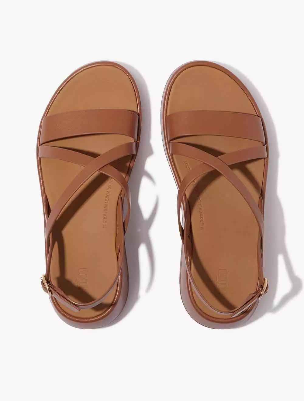 Fitflop F-Mode Leather Flatform Strappy Back-Strap Sandals - Deep Tan