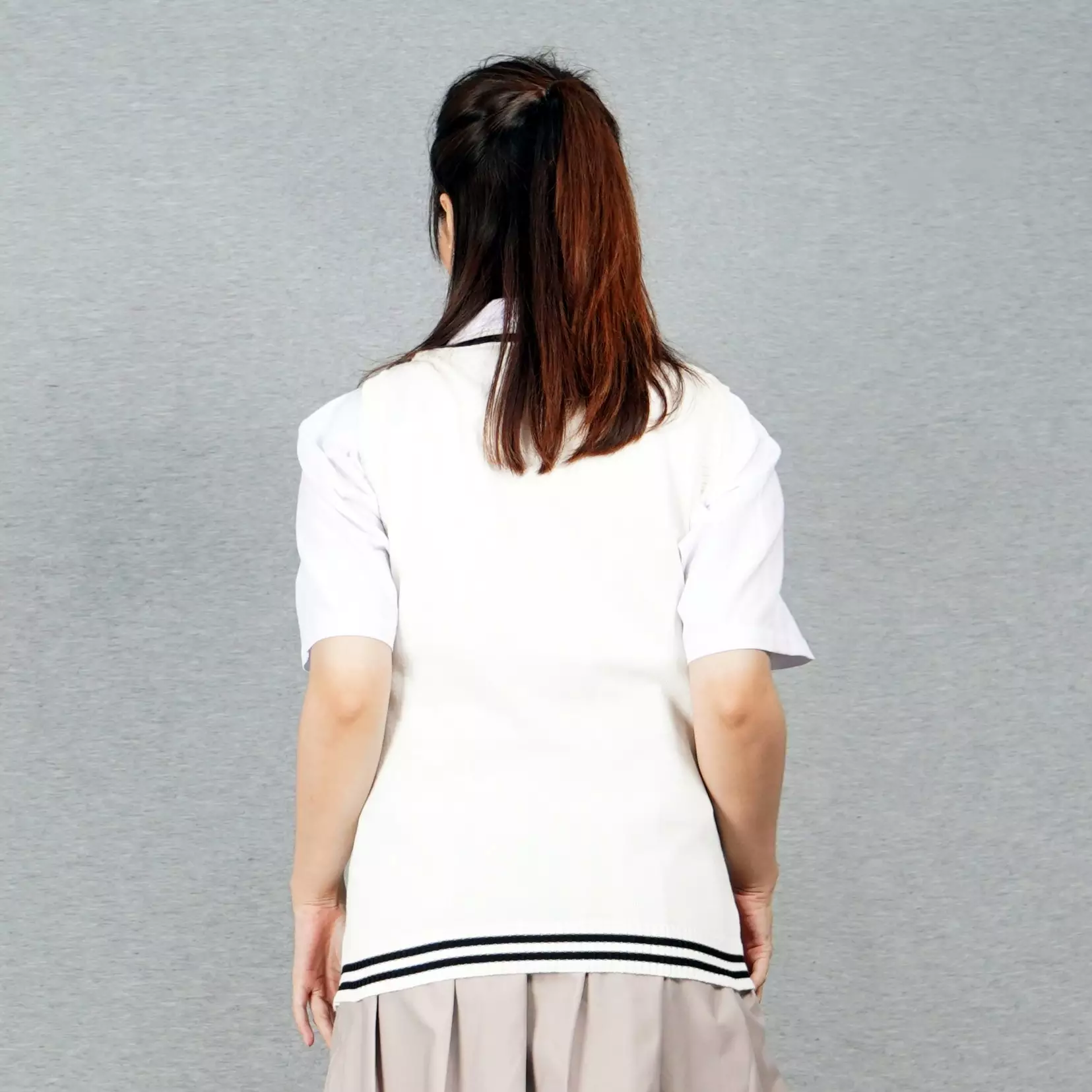 OLIVER Rompi Rajut Wanita Gaya Korea Rompi O Neck Knit Vest Korean Style - BW