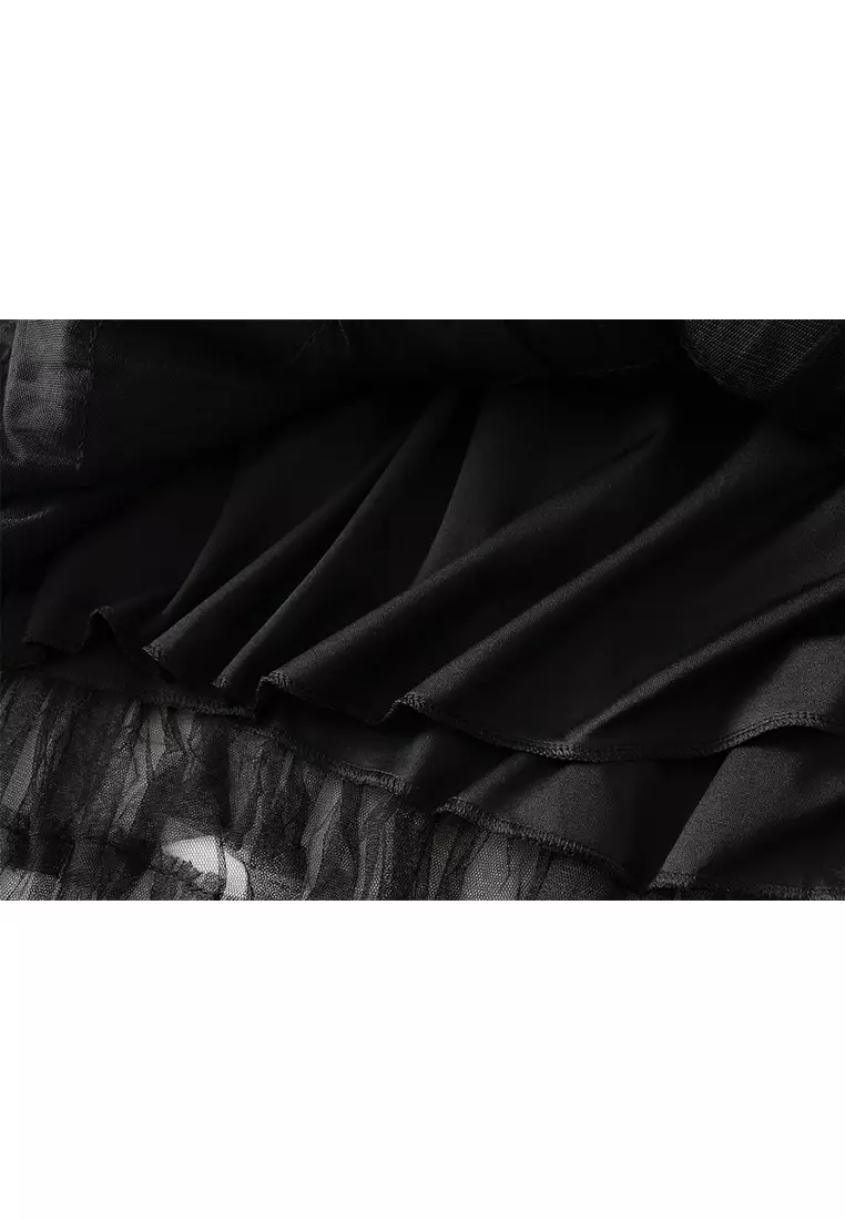 Spring/Summer Pleated Mesh Tiered Skirt AF2210