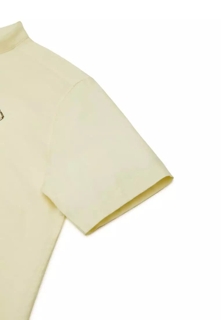 G2000 Wrinkle Free Oxford Stand Collar Smart Fit Short Sleeve Casual Shirt with Logo
