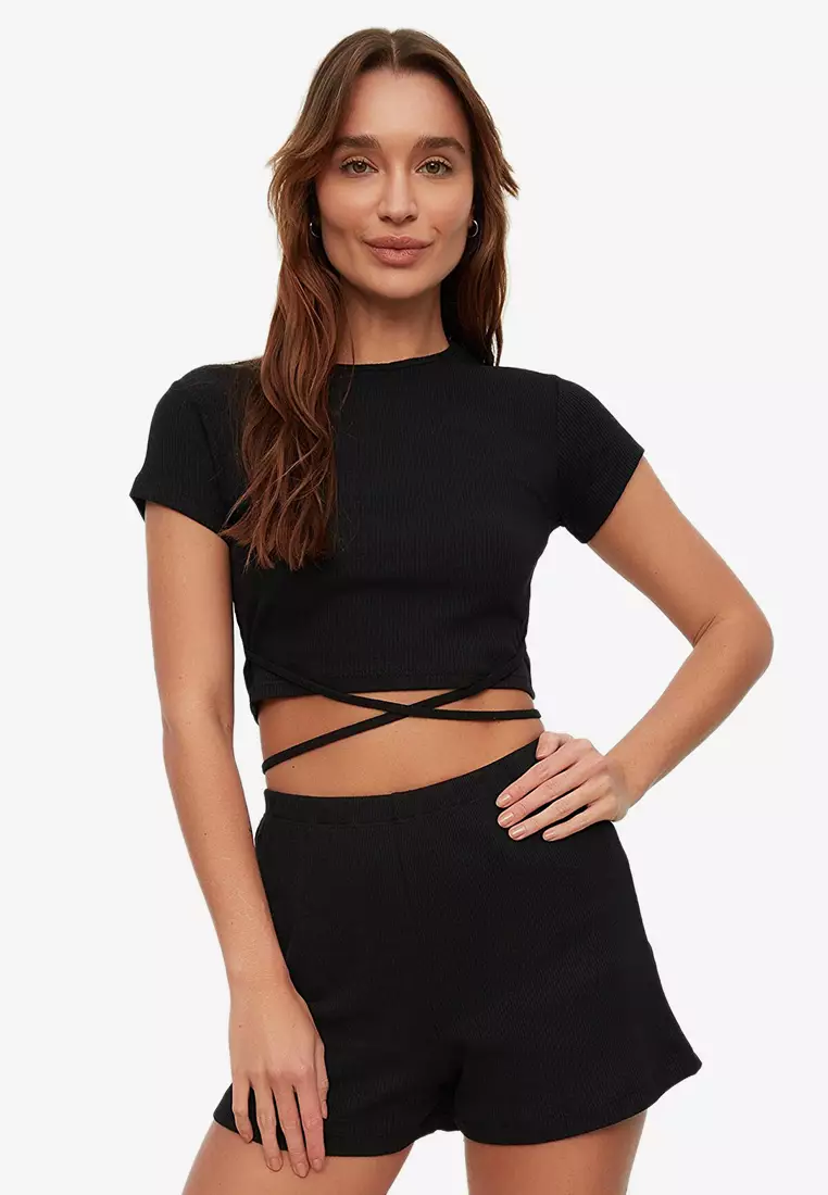 Buy Trendyol Basic Top with Waist Tie detail 2023 Online | ZALORA Singapore