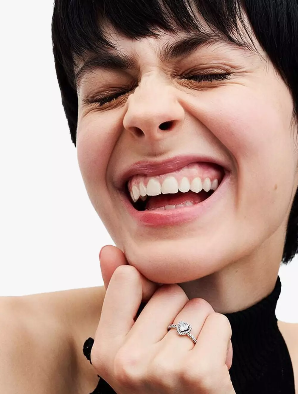 Heart sterling silver ring wih clear cubic zirconia