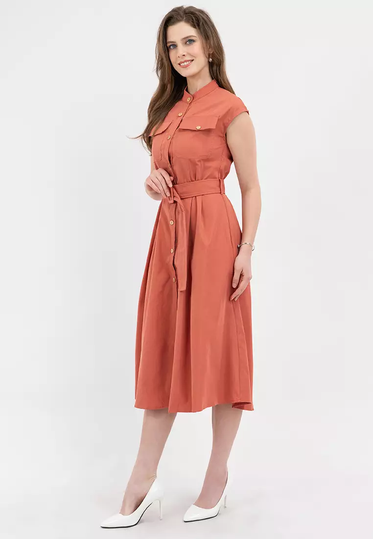 Debbie Belted Button Down Dress