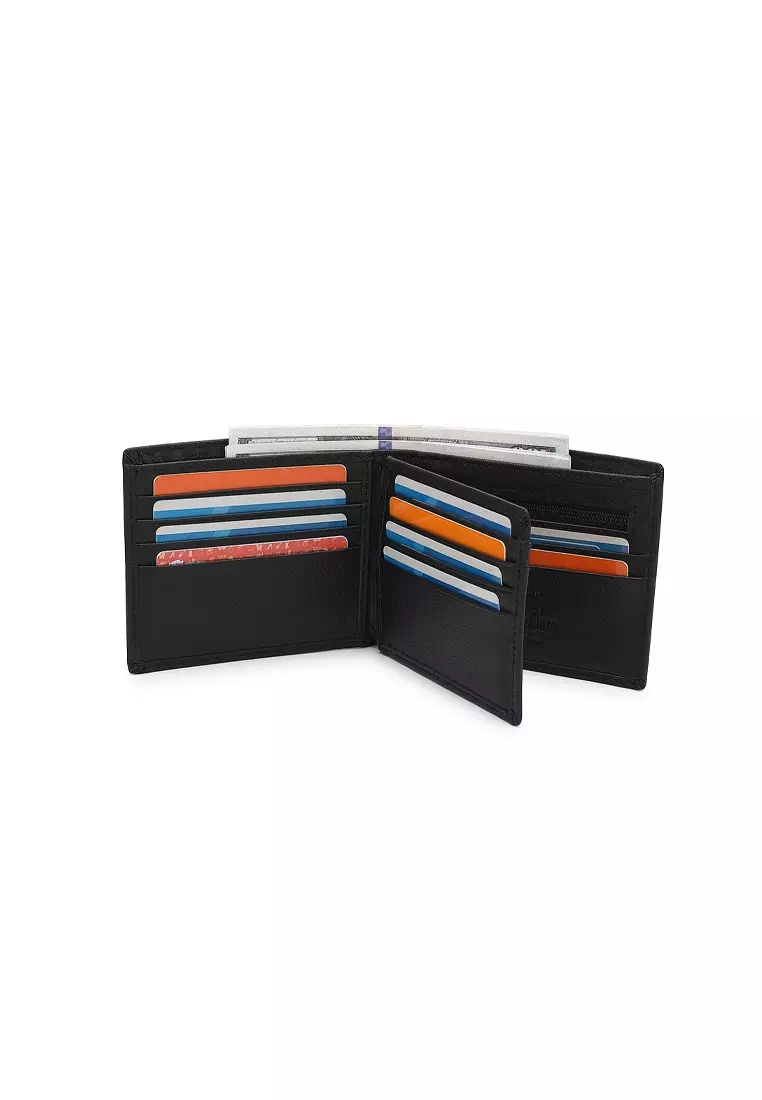 Men's Genuine Leather RFID Blocking Fortune Wallet (Genuine 皮具錢包) - 黑色