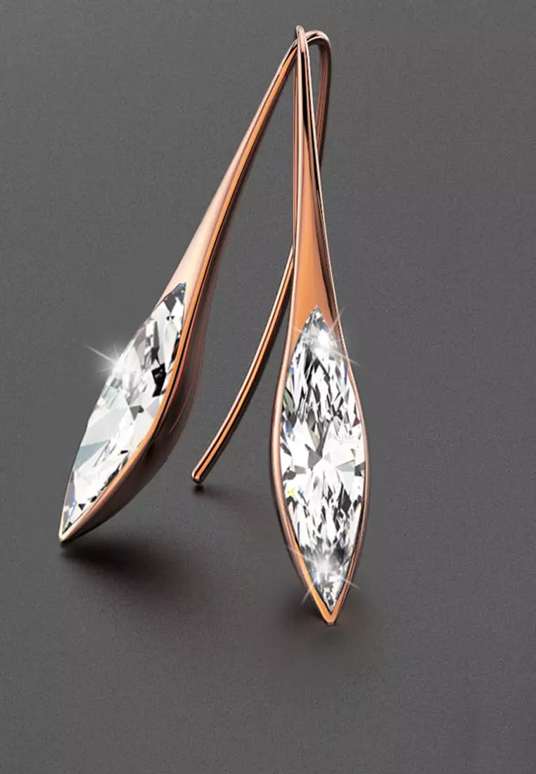 Athena's Beauty Dangle Earrings Embellished with SWAROVSKI® crystals-Rose Gold/Clear