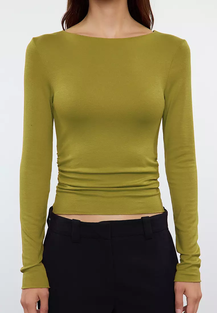 Boat Neck Long Sleeves Top