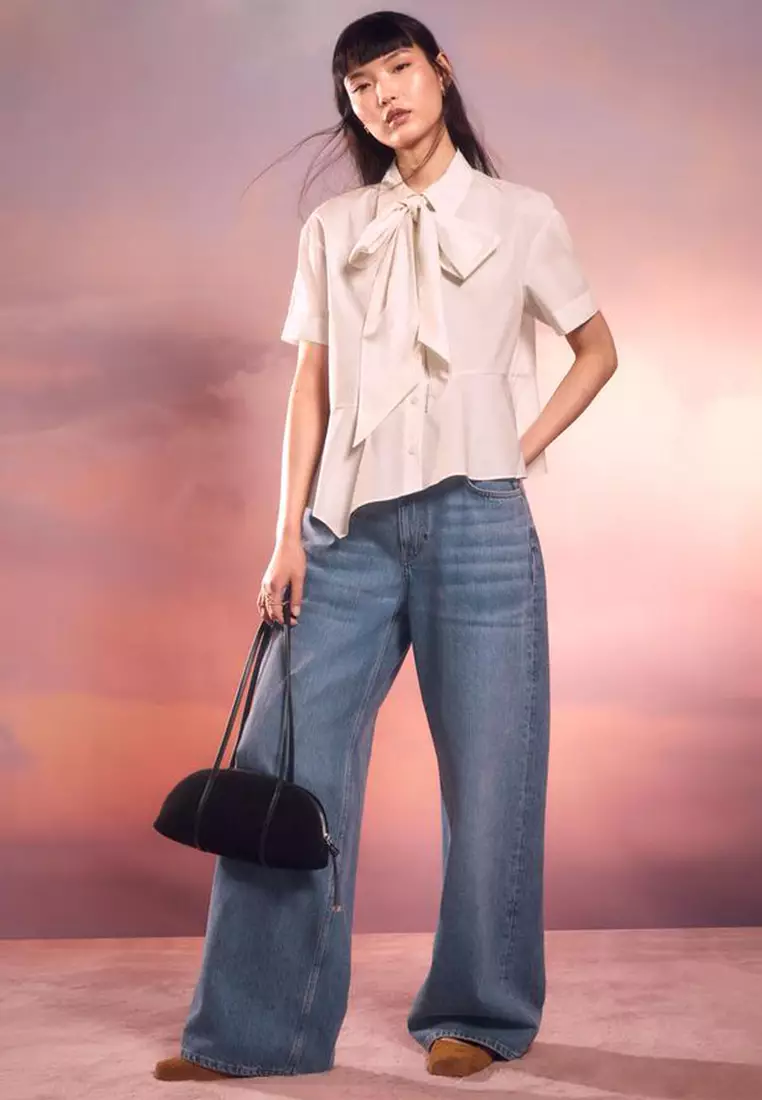 Short-Sleeve Asymmetric Blouse