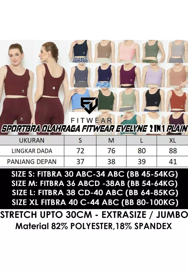 Fitwear - SportBra Croptop Olahraga Wanita EVELYNE [2IN1 PLAIN] - GRAY MARLE