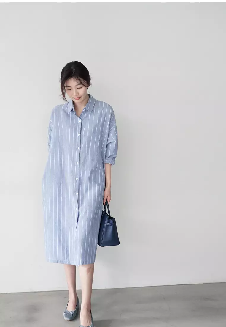New casual striped slim fit oversized shirt CA25091917BL