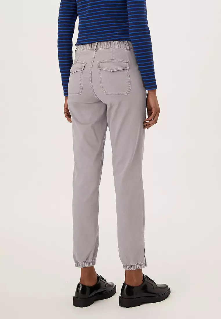 Cotton Blend Slim Fit Ankle Grazer Joggers