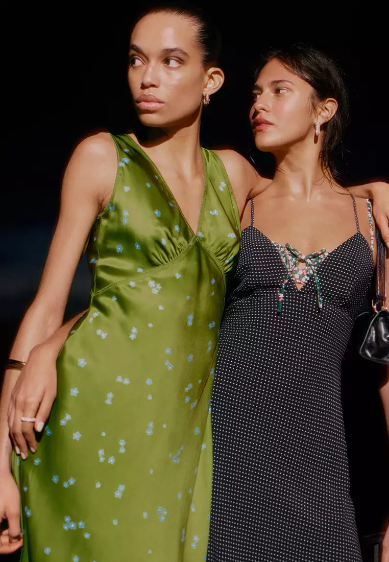 V-Neck Slip Midi Dress