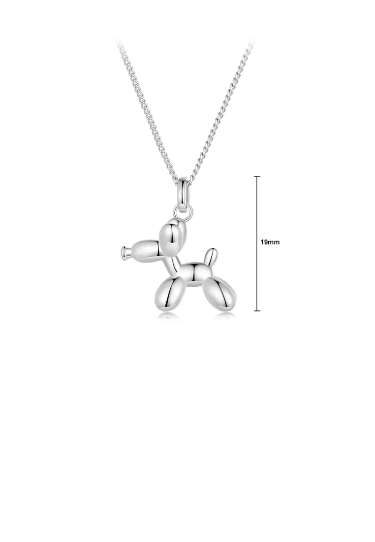 Buy SOEOES 925 Sterling Silver Simple Cute Balloon Dog Pendant with ...