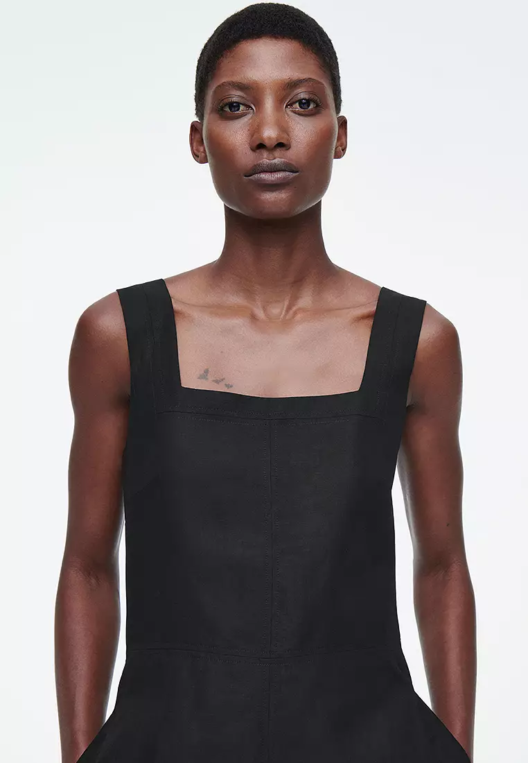 Square-Neck Mini Pinafore Dress