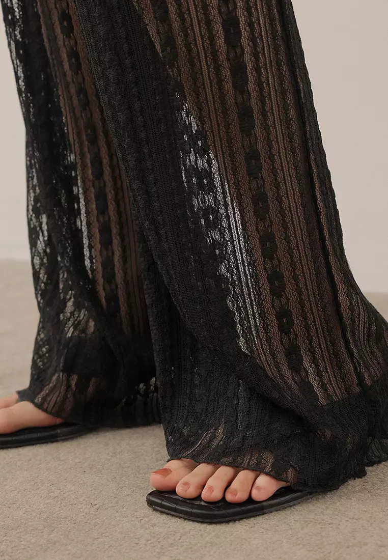 Sheer Straight Leg Overlay Pants With Inner Shorts