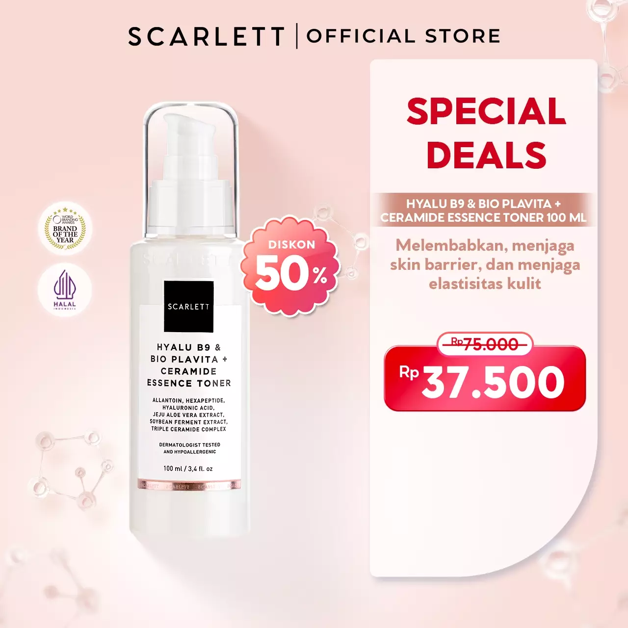 Scarlett Whitening Age Delay - Hyalu B9 + Bio Plavita & Ceramide Essence Toner