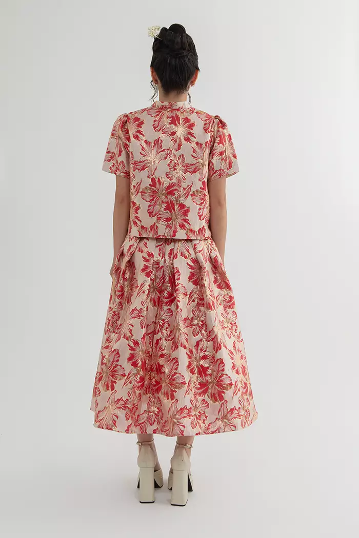 COTTONINK - Atasan Kemeja Wanita Red Floral Ran #CNYCollection2026