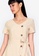 ZALORA BASICS beige V Neck Button Down Fit and Flare Dress FF480AAD997C4CGS_3