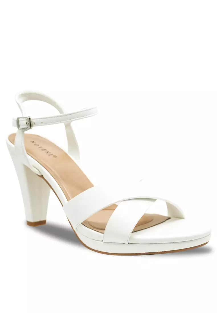 Women Sling Back Faux Leather Strap Casual Heels - 240190157