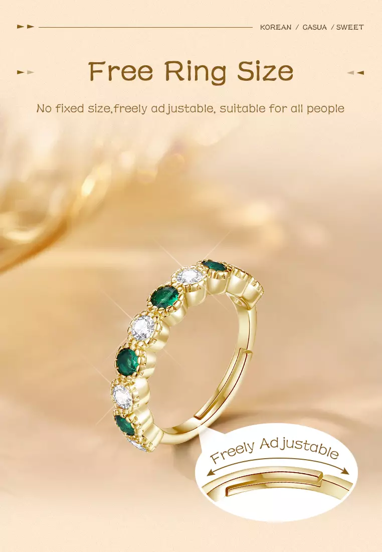 Cincin Wantia Titanium Zircon 5A Korea Vintage Free Size Perhiasan Wanita Cincin Cewek Original