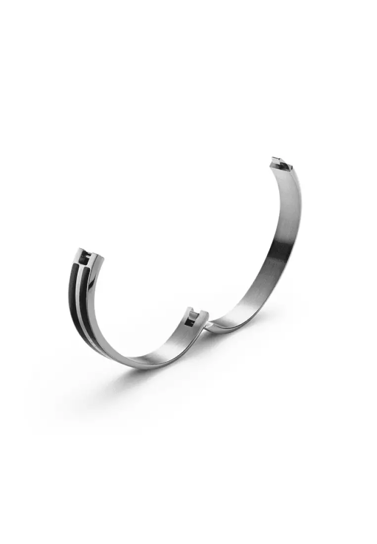 Emalie Infinite Black Bracelet Silver - DW OFFICIAL - Stainless steel Enamel cuff gelang tangan for women and men