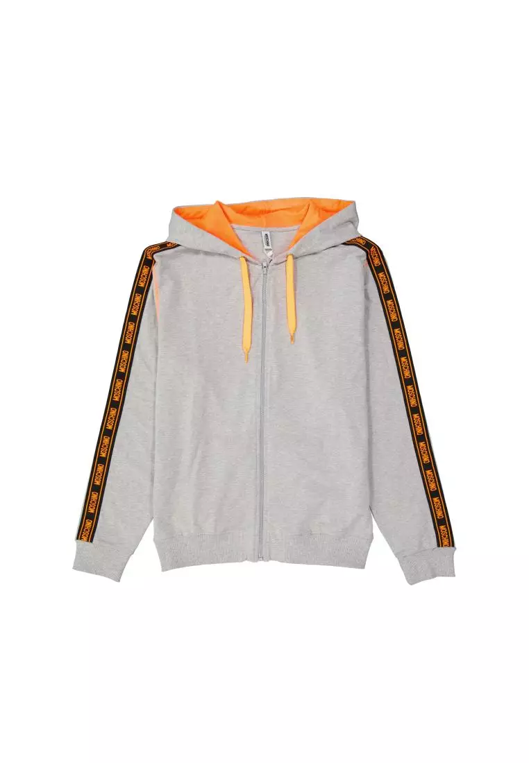 Moschino logo top zipped hooded sweatshirt
