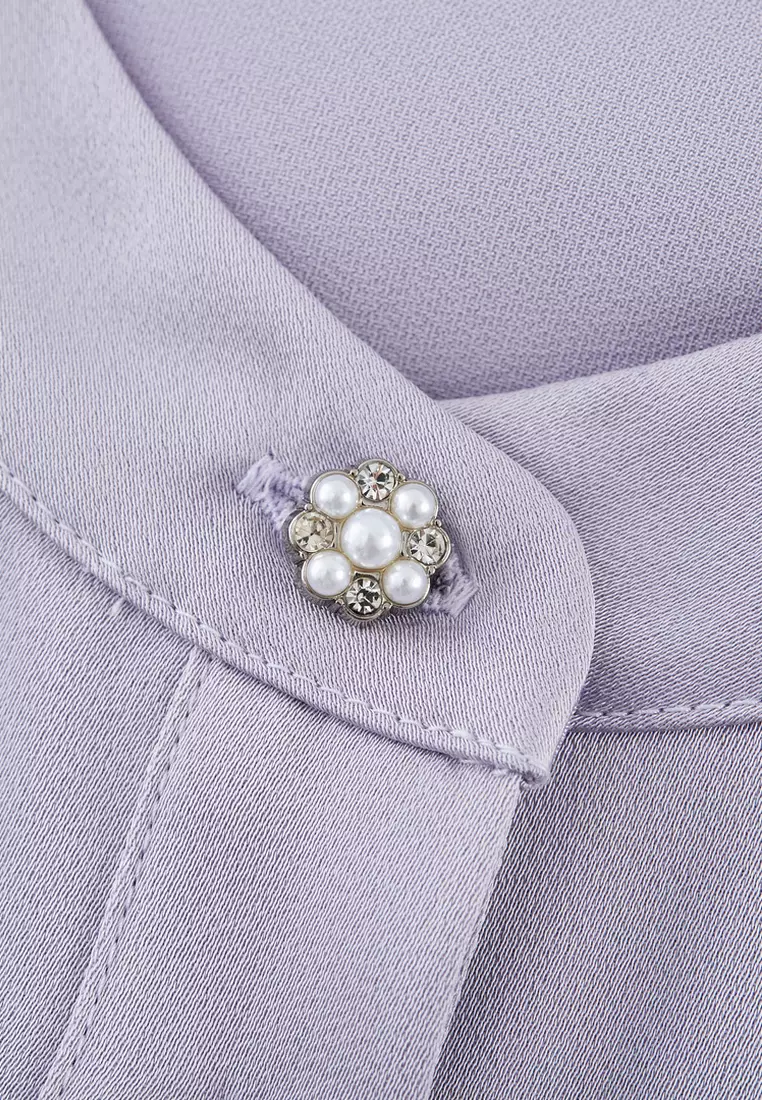 Polyester Stand Collar Blouse