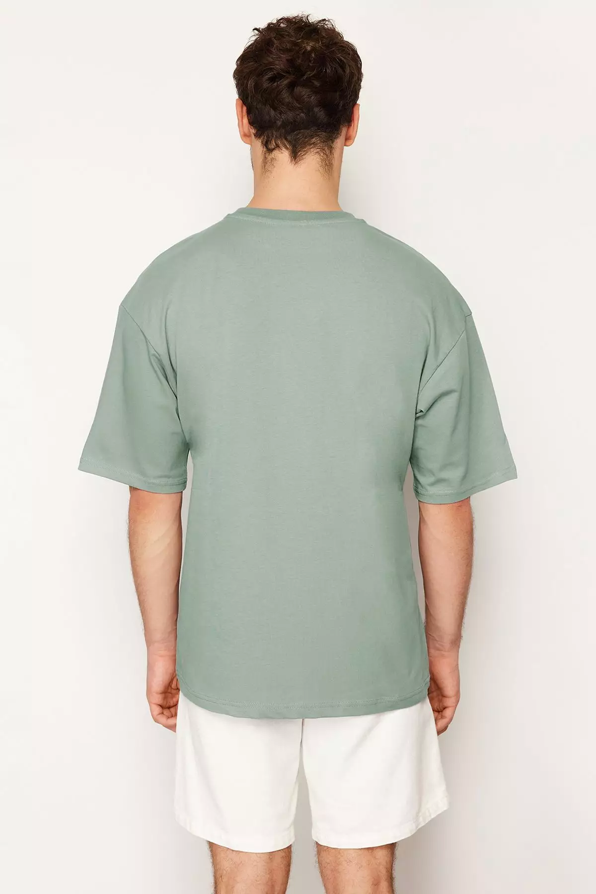 Dark Mint Oversize 100% Cotton Crew Neck Minimal Text Printed Tok Fabric T-Shirt Tmnss23Ts00084