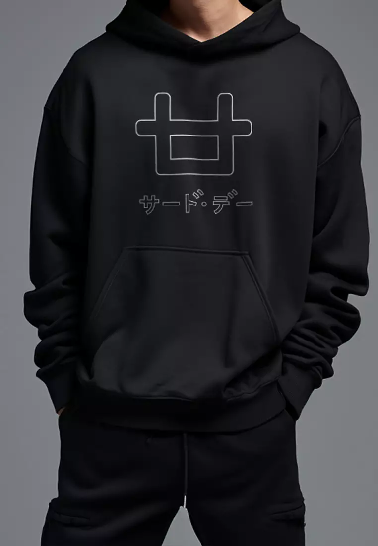 MTD97F  Hoodies Premium ScubaLux Anti Kusut Waterproof "Logoicon Outline" Hitam