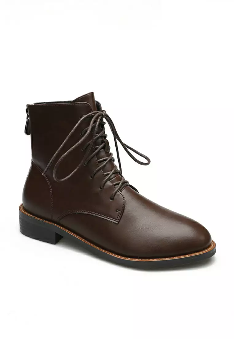 Faux Leather Lace Up Martin Boots TE2045-1