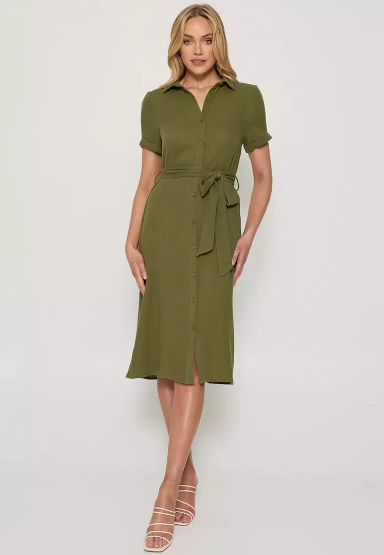 Zalora button outlet down dress