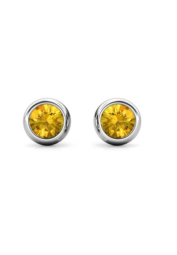Her Jewellery yellow and silver Birth Stone Moon Earring November Citrine WG - Anting Crystal Swarovski by Her Jewellery 352C1AC1D3FC50GS_1