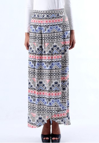 IGGY ETHNIC print wrap long skirt with side pockets