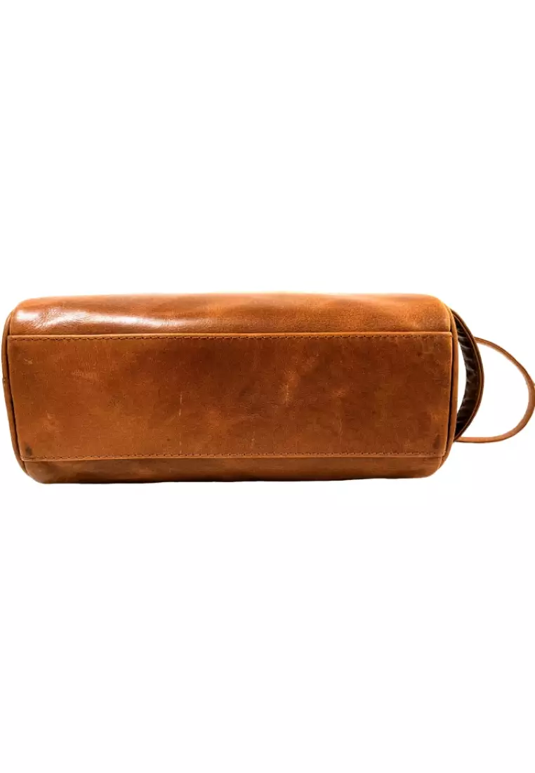 Leather clutch for Men - Leather Bag -Travel Bag-Toilet bag- Wristlet for Men - J0071 BROWN
