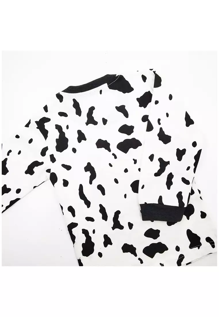Skabe Piyama Bayi Anak Laki Laki Baju Lengan Panjang Motif Sapi Setelan Celana Kaos All Size Baby Putih Usia 6 Bulan Hingga 12 Bulan 3368