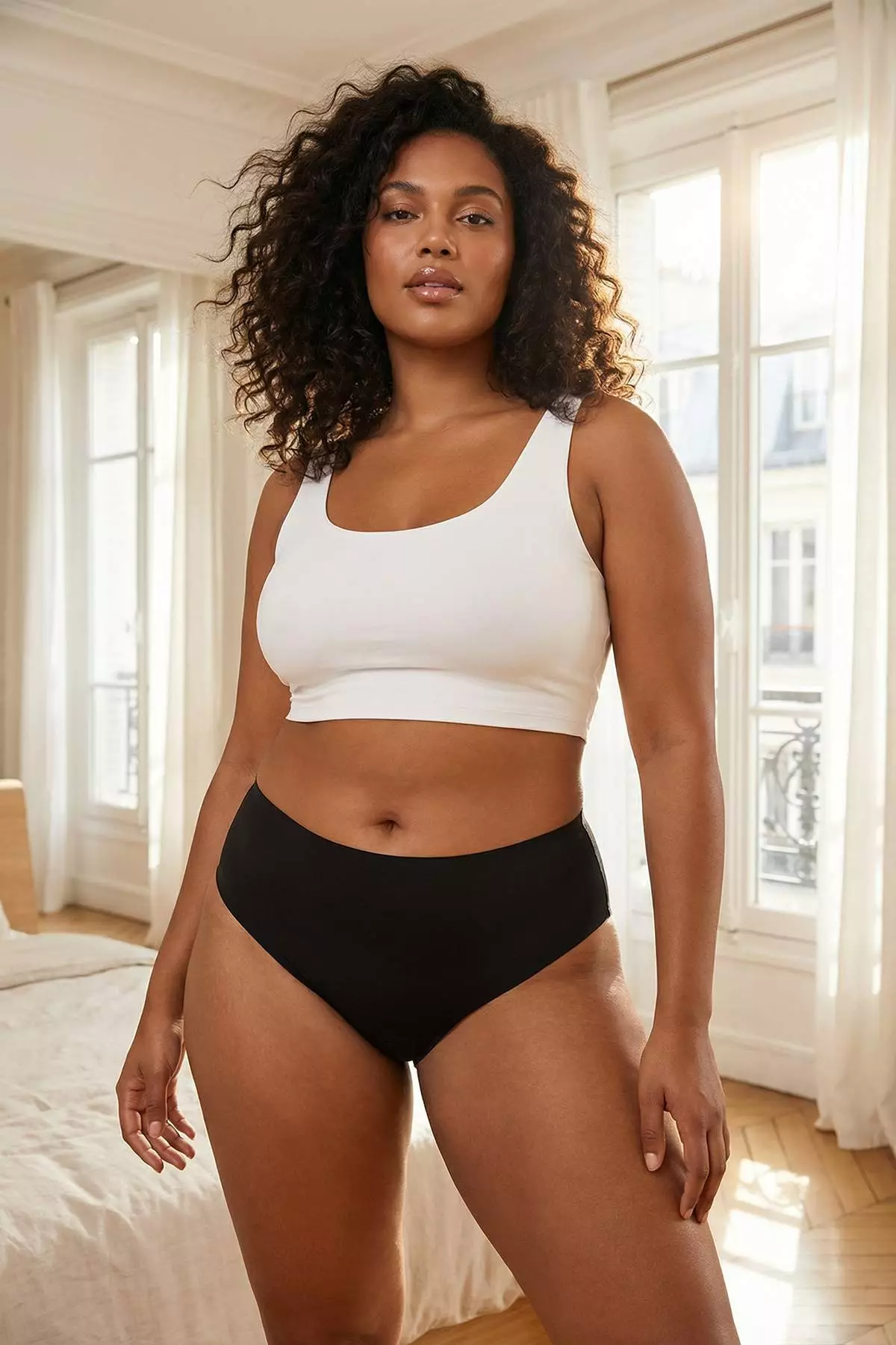 Black 6-Pack Micro Stitch-Free /Non-Marking L Laser Cut High Waist Hipster Knitted Panties Tbbss26Cm00013