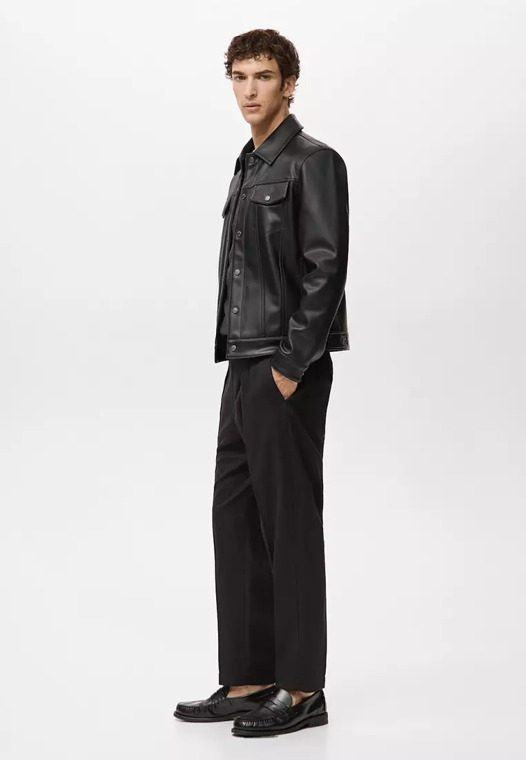 Faux-Leather Jacket with Pockets