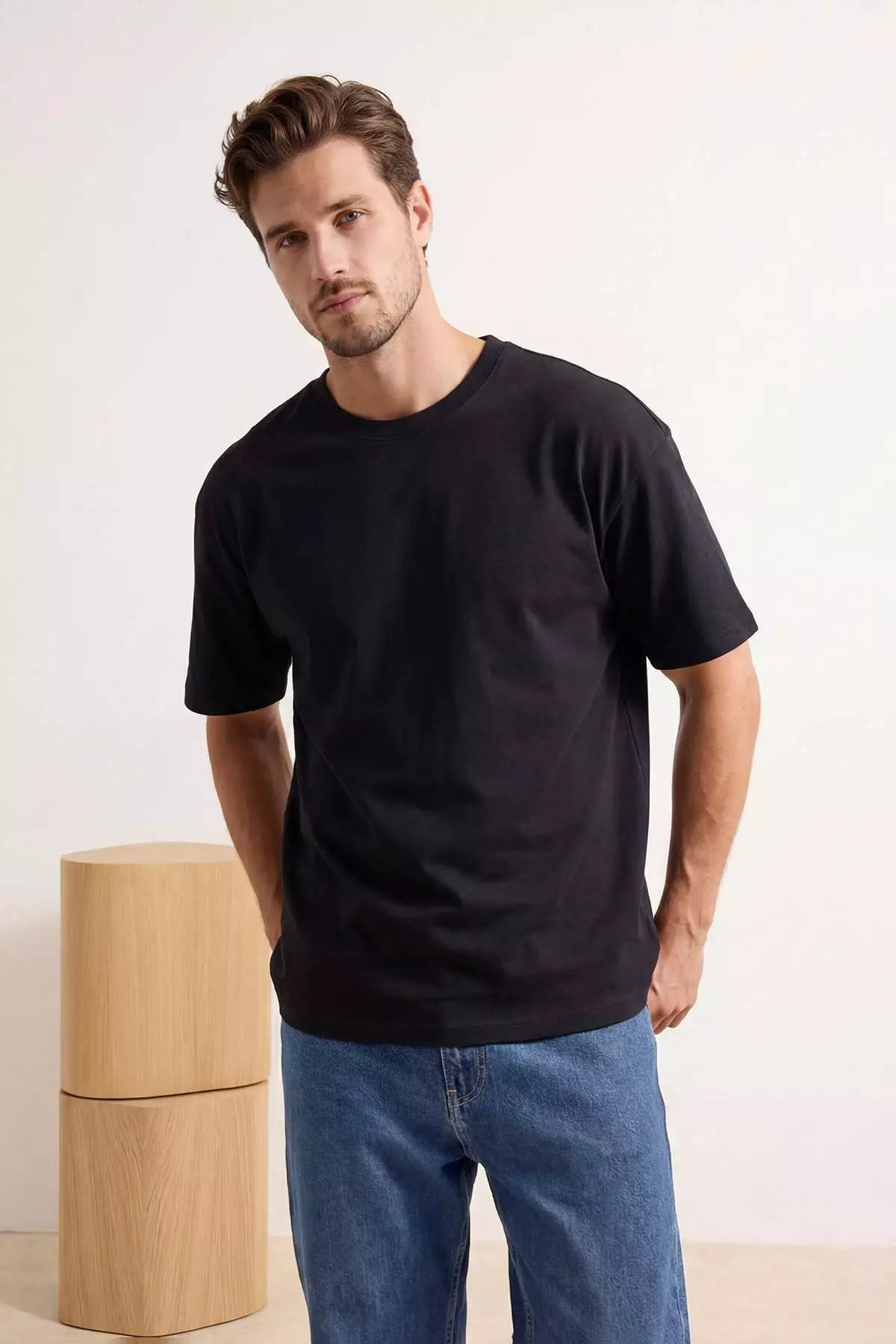 Anthracite Oversized /Wide Cut Pike Basic T-Shirt Tmnss26Ts00022