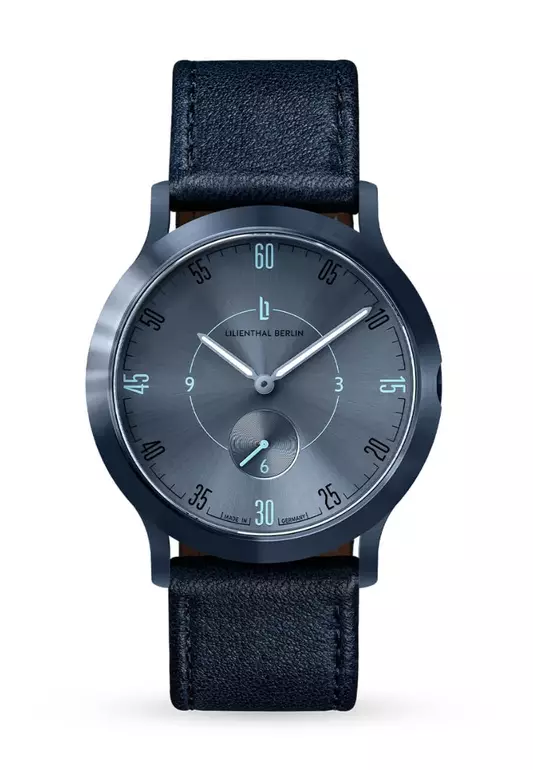 Lilienthal 1 Water small - Navy Leather Strap