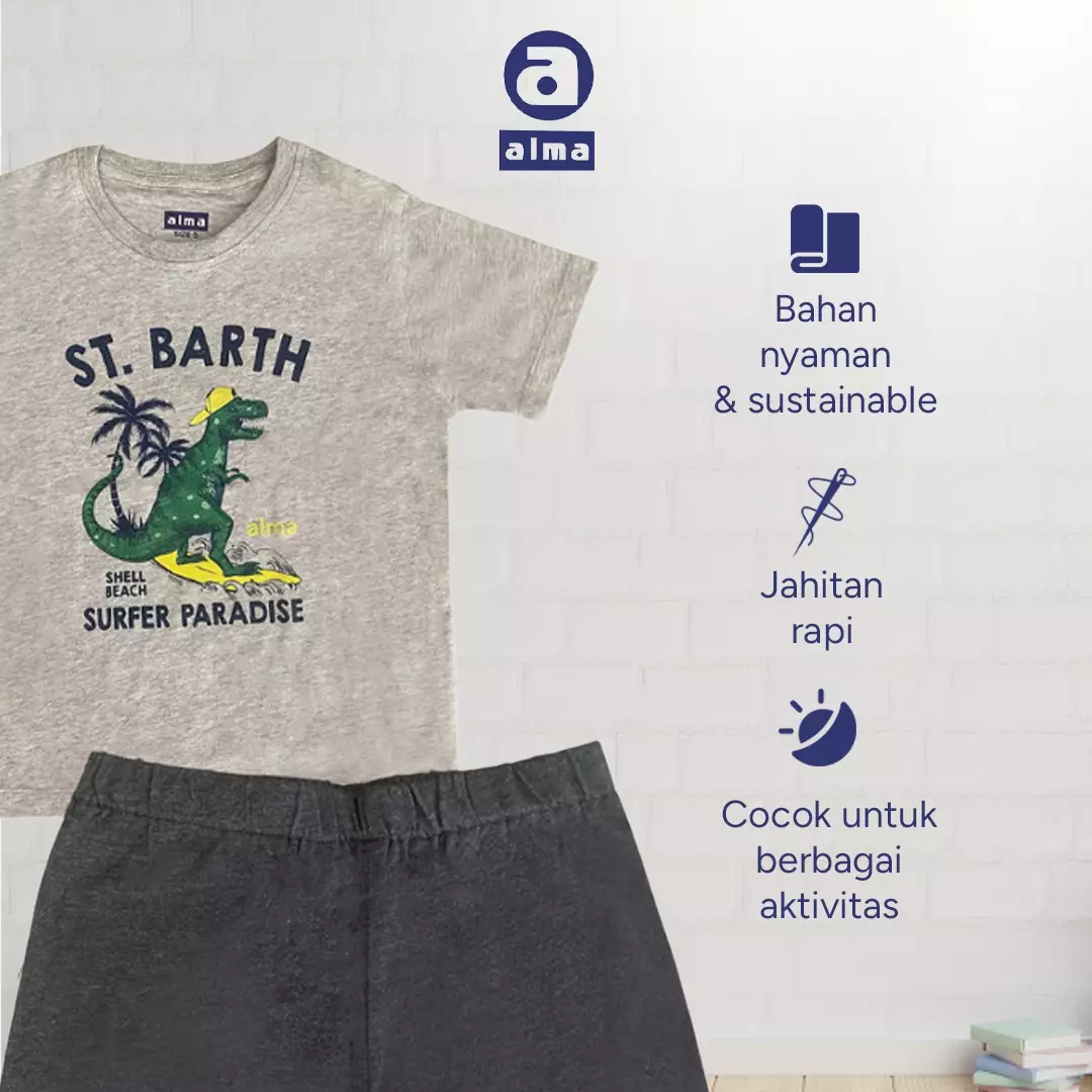 Alma Kids Setelan Top and Bottom set anak full cotton 