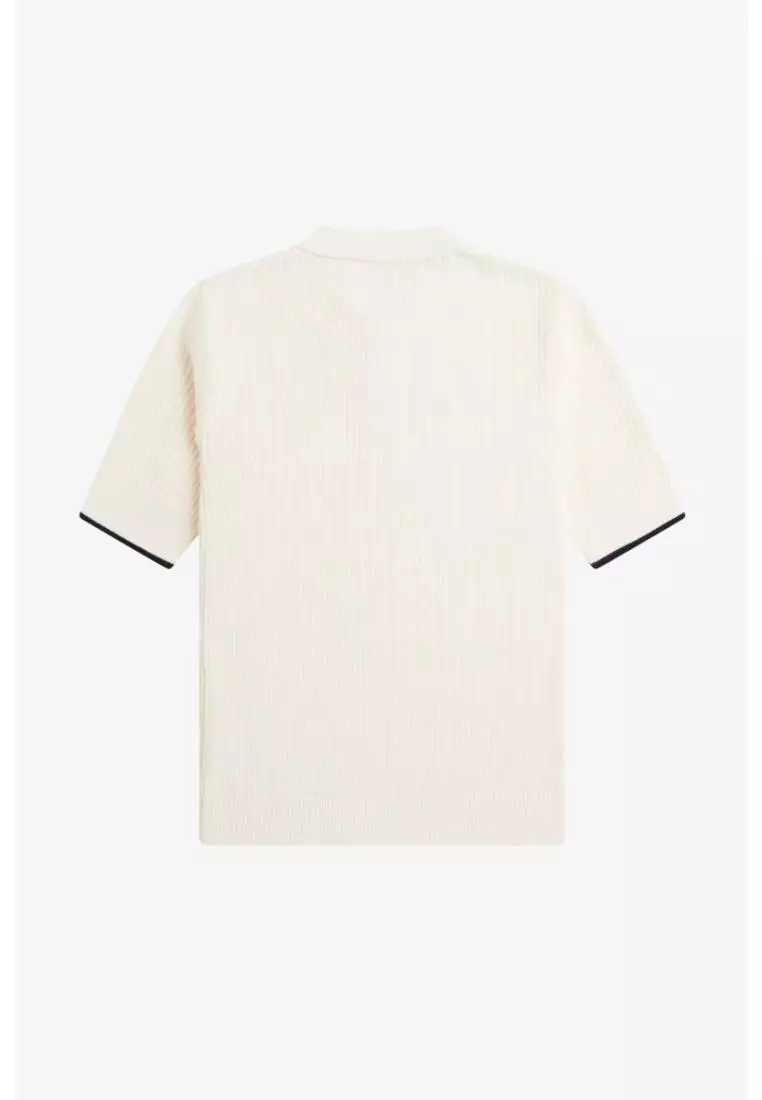 Fred Perry K9113 Mesh Knit Polo Shirt (Light Ecru)