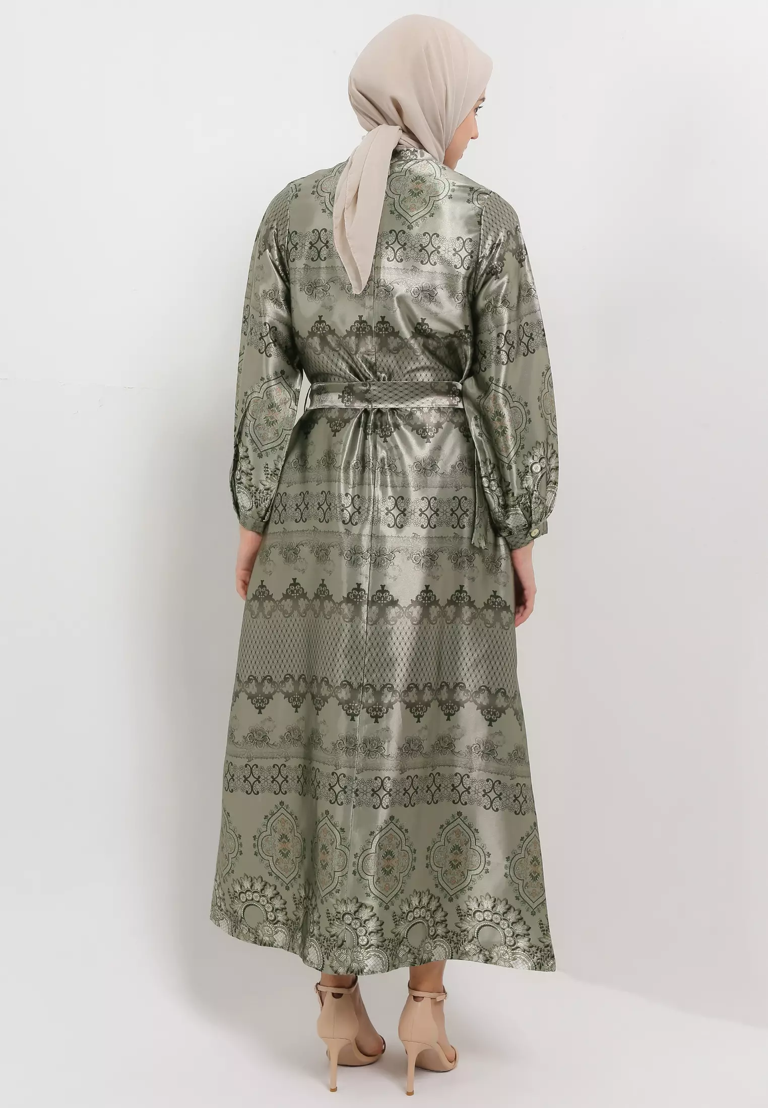 MFMW Jemimma Dress Gamis Satin Green Motif