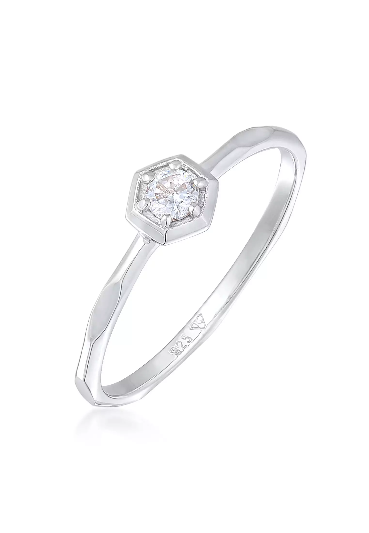 Ring Solitaire Geo Octagon Zirconia Crystal