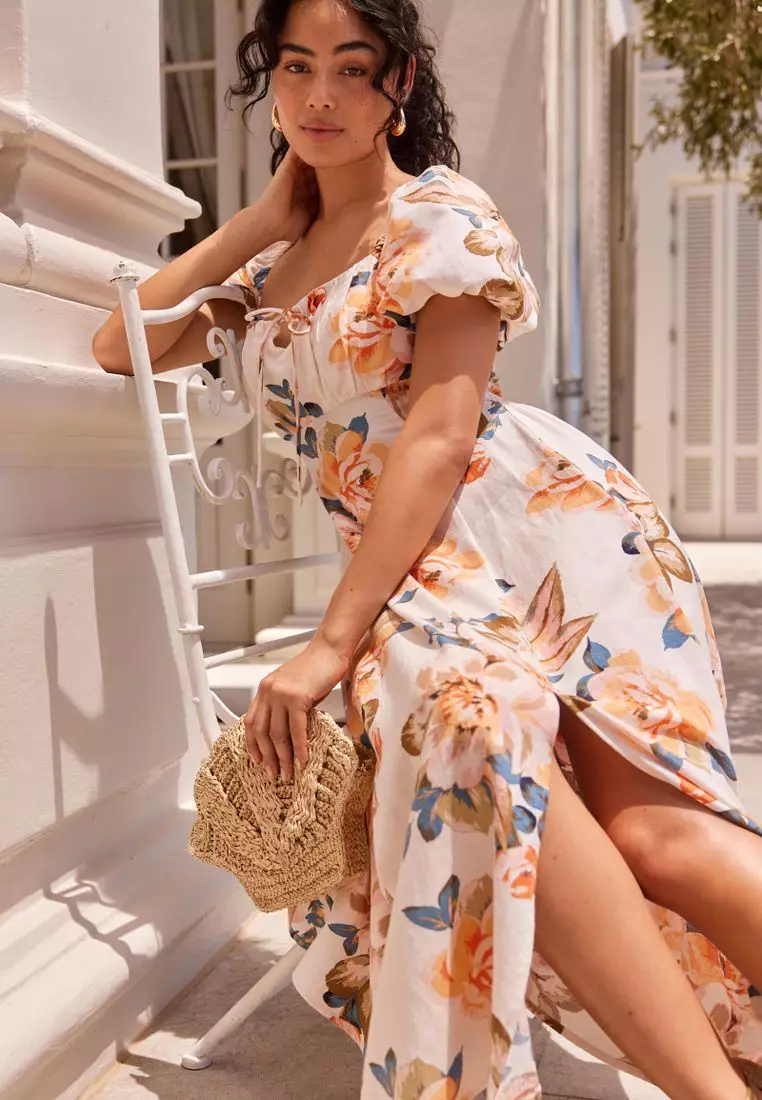 Buy NEXT Puff Sleeve Midi Dress 2025 Online | ZALORA