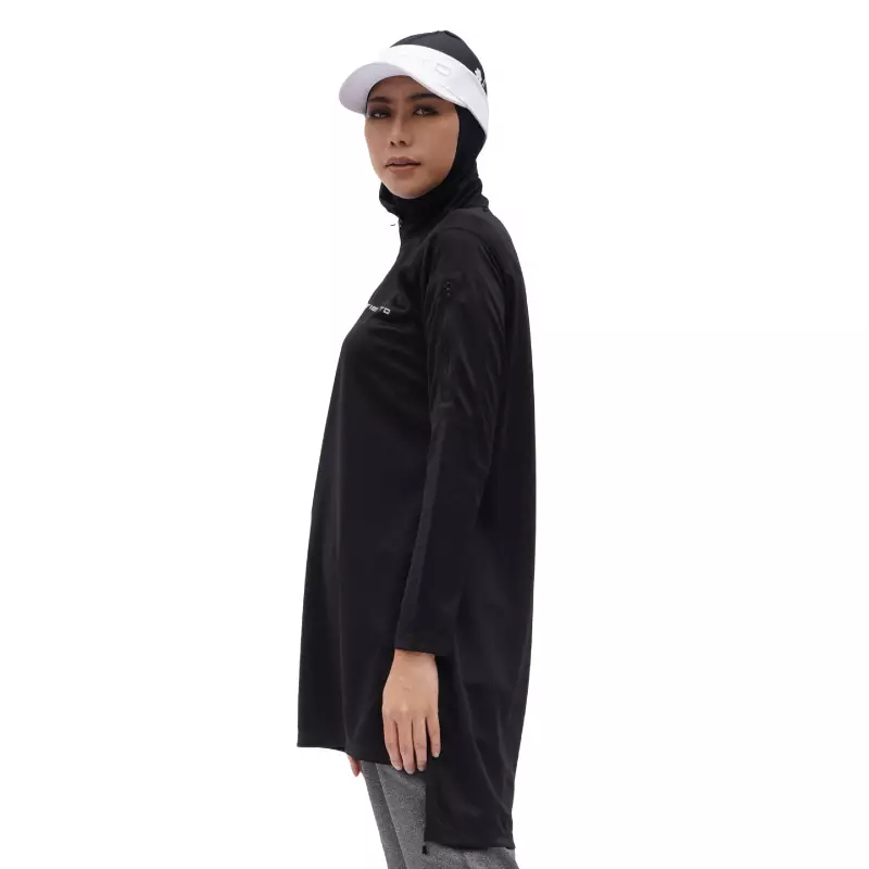 Tiento Aleeya Long Sleeve Dry Fit Zipper Sporty Baju Kaos Olahraga Lengan Panjang Wanita Muslimah Remaja Dewasa Running Fitness Senam Zumba Tenis
